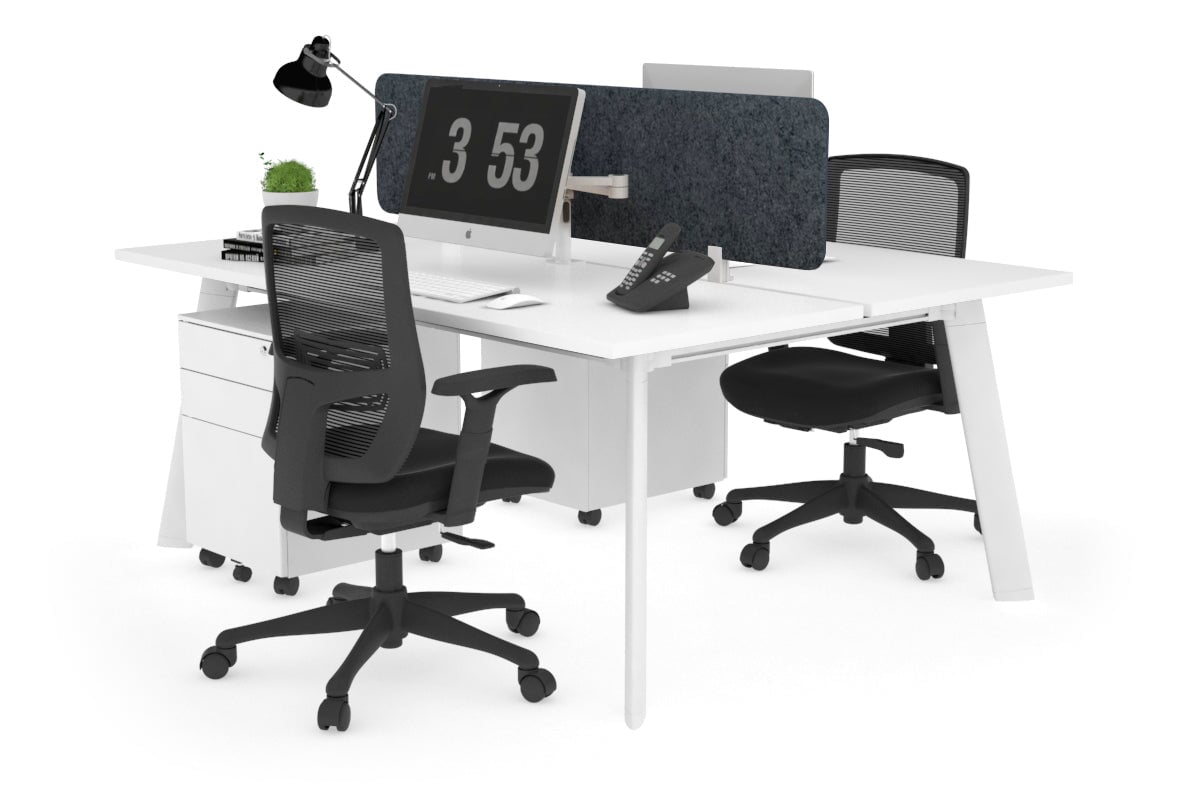 2-Person Workstation with White Frame - 1800L x 700W - Perfect for Office, Home Office, and Collaborative Workspaces