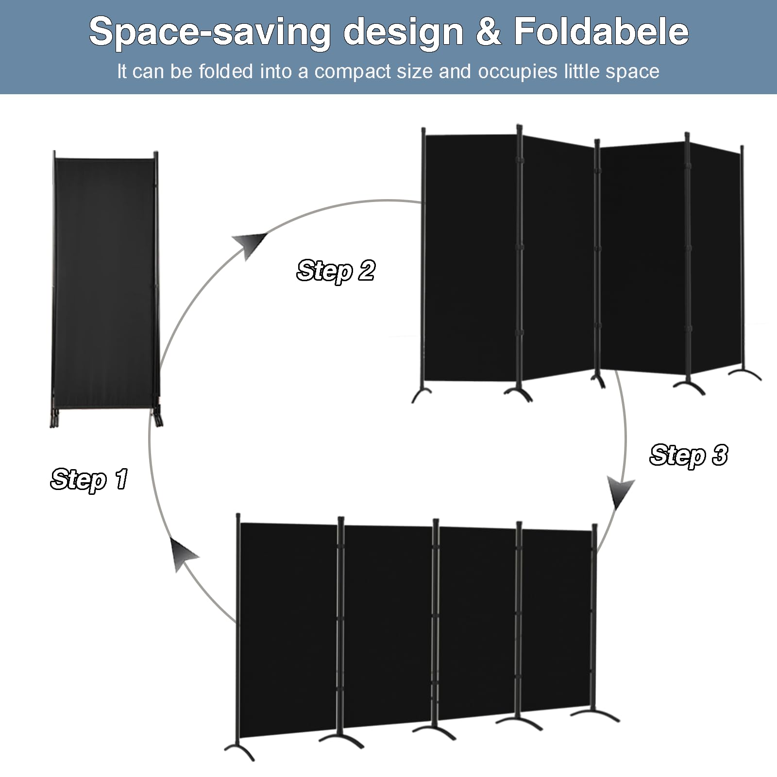 4 Panel Folding Room Divider Screen - 84