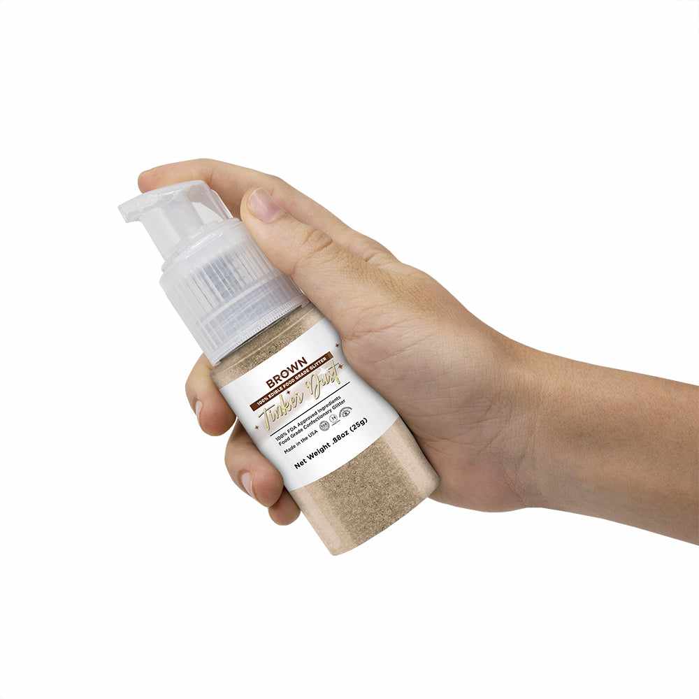 Tinker Dust® Brown Edible Glitter Spray - 25g Pump Bottle for Cake Decorating, Cupcakes & DIY Crafts | Food Safe Sparkle Dust for Baking & Party Treats