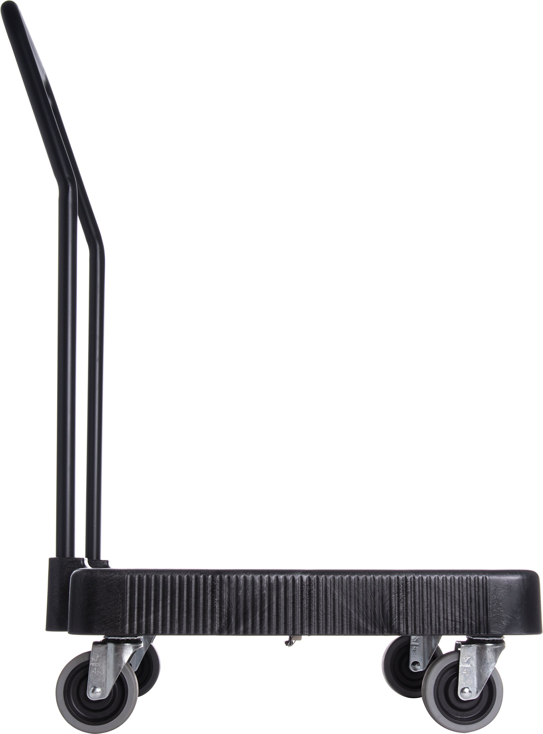 Carlisle FoodService E-Z Glide Dishwashing Rack Dolly - Heavy Duty Plastic Utility Cart with Drain & Handle for Commercial Kitchens, Restaurants (22.5x22.5x8 Inches, Black) - Perfect for Busy Dish Stations & High-Volume Food Service Areas