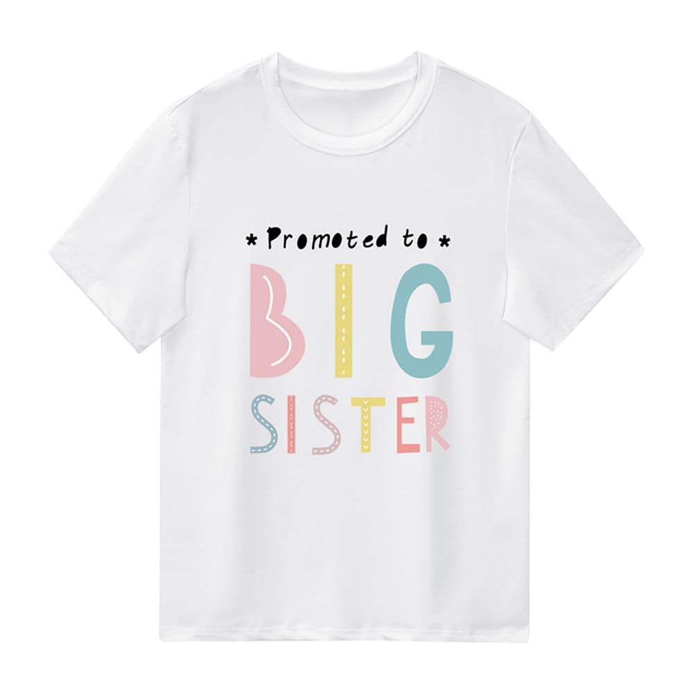 Big Sister Tops for Girls - Letter Printed Short Sleeve Shirts | Baby Sister Gift