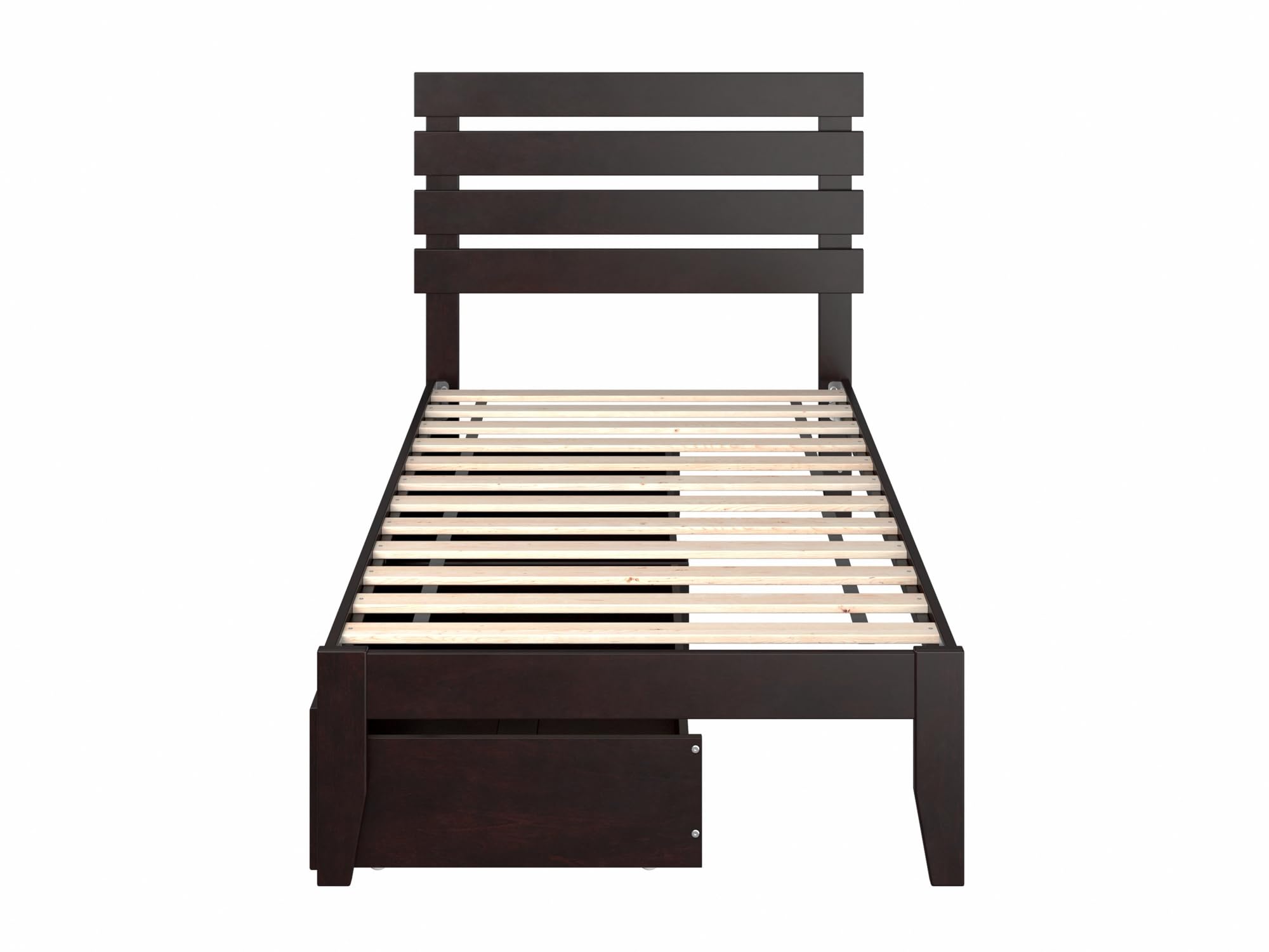 AFI Oxford Twin Size Platform Bed with Storage Drawers & USB Charging Station - Espresso Wood Finish - Space Saving Bedroom Furniture for Small Rooms & Dorm Rooms