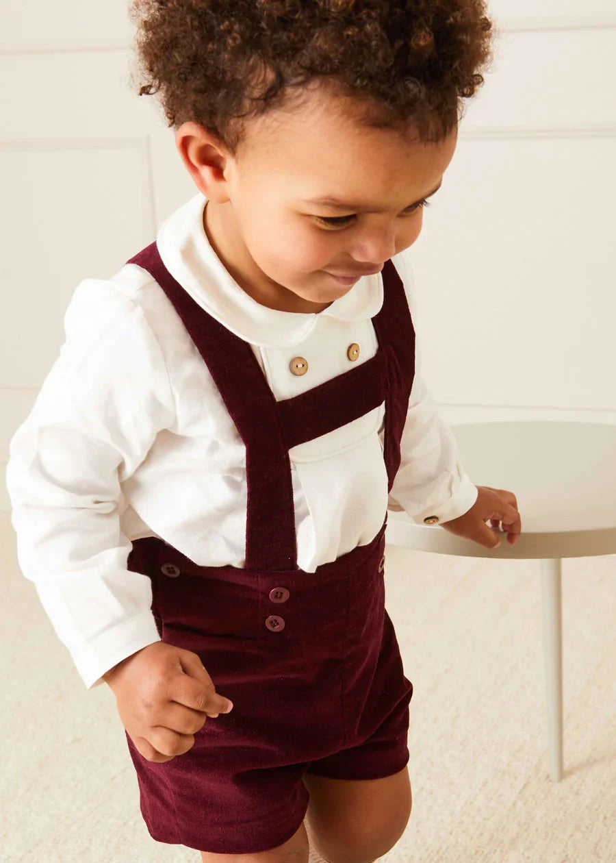 Velvet Button Detail Adjustable Shorts with Suspenders for Toddlers (18 Months to 4 Years) - Perfect for Playdates, Preschool & Family Outings