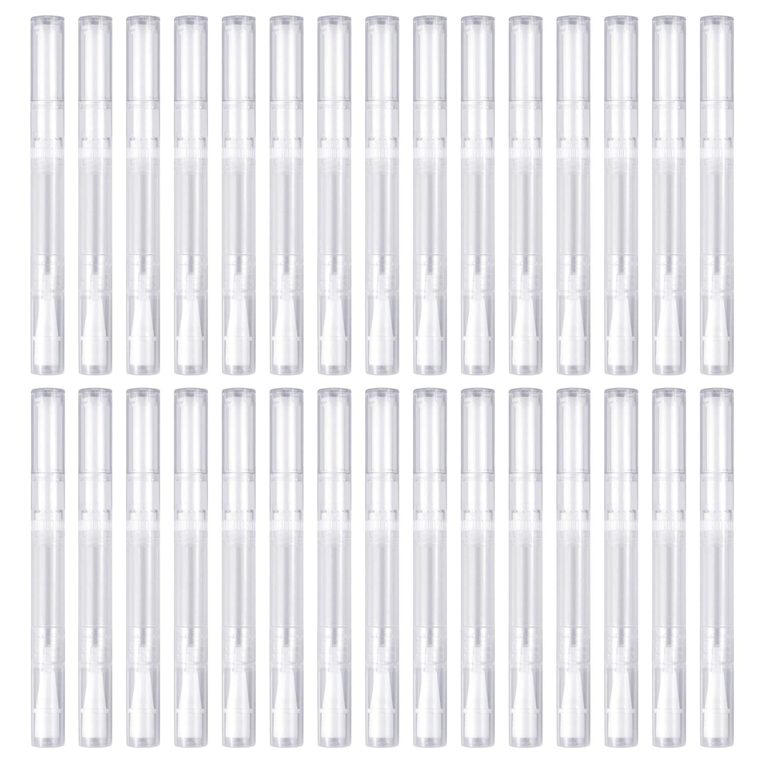 Awpeye 30Pack 3ML Transparent Twist Pens - Empty Nail Oil Pen Brush, Cosmetic Lip Gloss Container Applicators for DIY Beauty, Nail Art & Travel Essentials