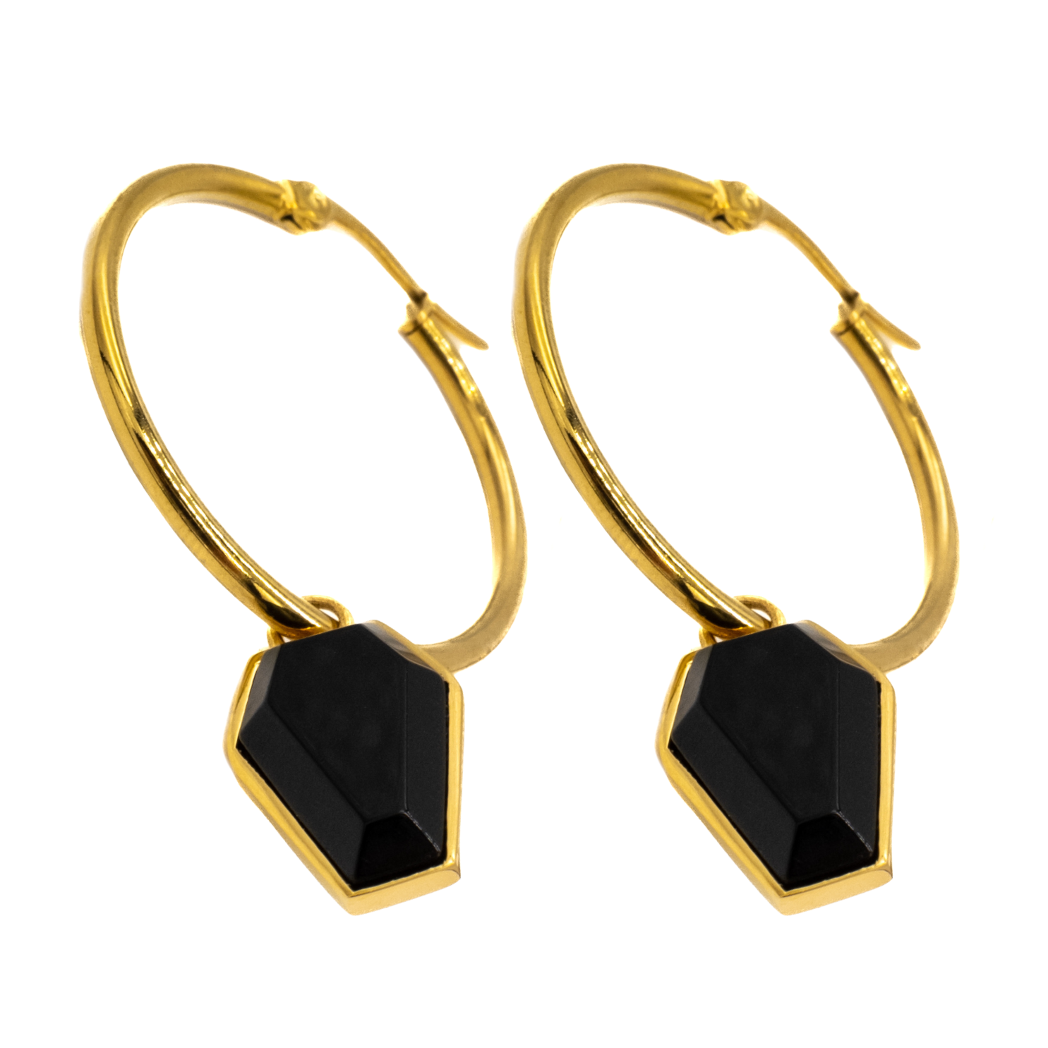 Gothic Black Coffin Hoop Earrings - Gold Crypt Jewelry for Women, Perfect for Halloween, Gothic Fashion, and Alternative Style Outfits
