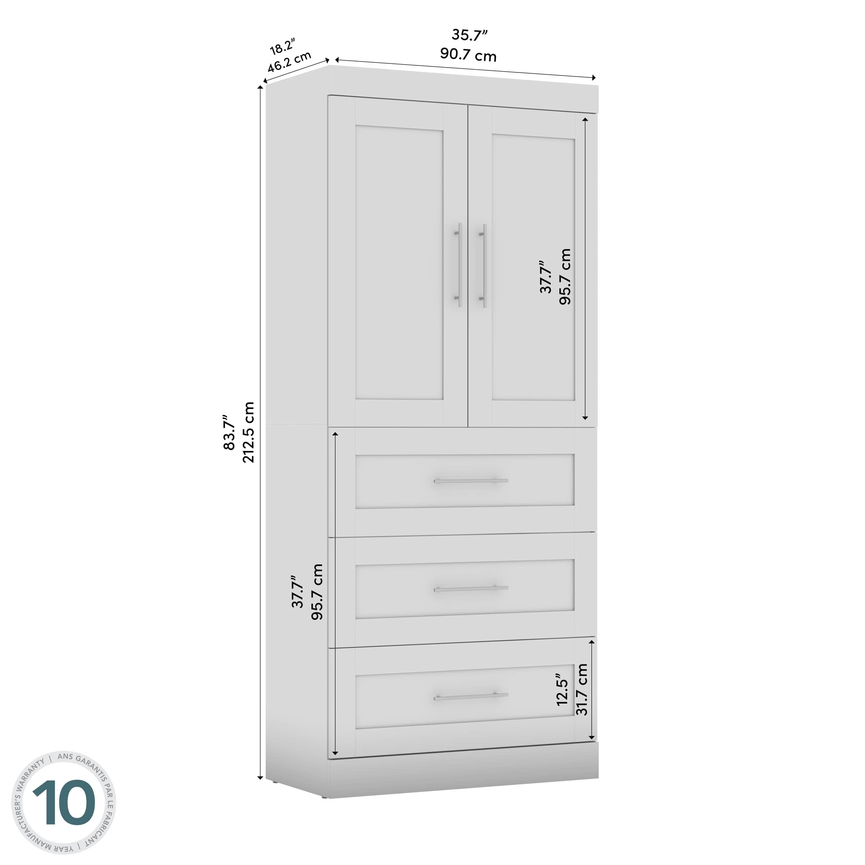 36W Wardrobe with 3 Drawers - 5 Color Options for Bedroom, Closet & Storage Organization | Space-Saving Furniture for Small Apartments
