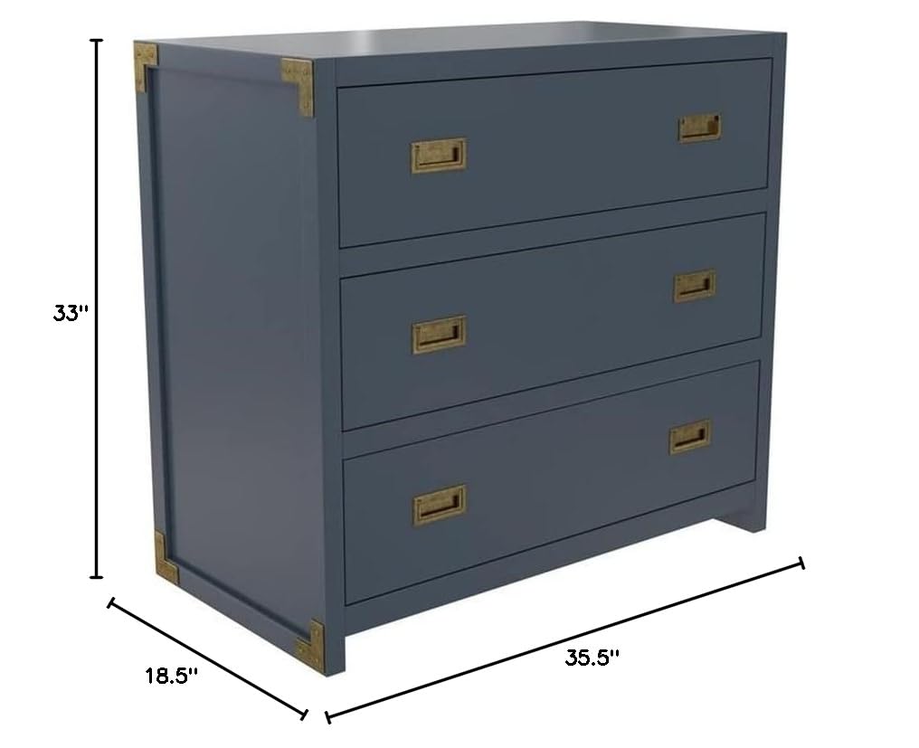 Baby Relax Miles 3-Drawer Dresser in Graphite Blue - Nursery Furniture for Baby Room Organization & Storage | Perfect for Newborns, Toddlers & Kids Bedrooms