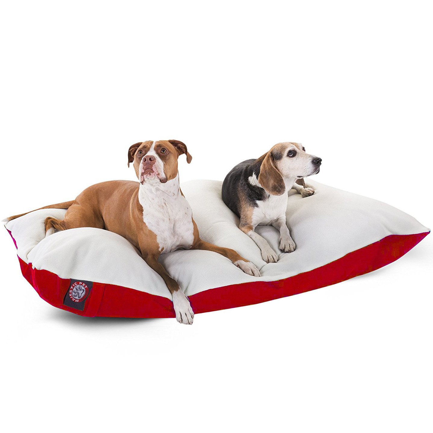 Majestic Pet X-Large Washable Dog Bed with Removable Cover - 42x60 Inch Orthopedic Crate Bed for Large Breed Dogs - Red Plush Kennel Sleeping Pad for Home, Office & Travel Use