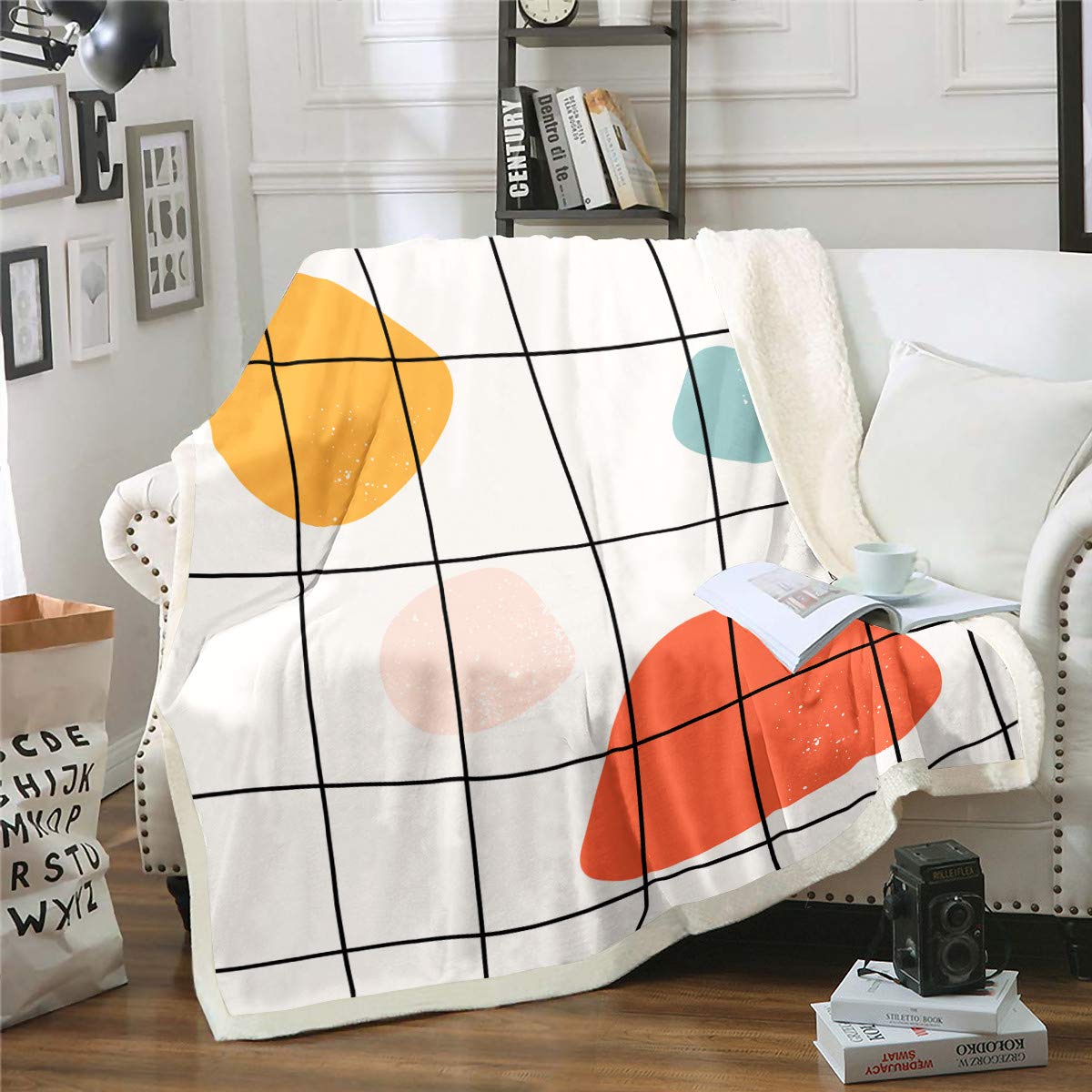 Ultra Soft Cartoon Gingham Plush Fleece Blanket 50