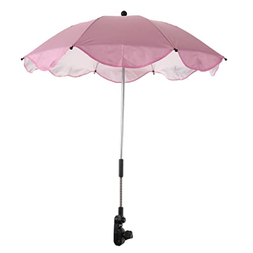 Simhoa 68x65cm Pink Sun Camping Umbrella with Universal Clamp - UV Protection for Beach, Poolside, Picnics & Outdoor Activities