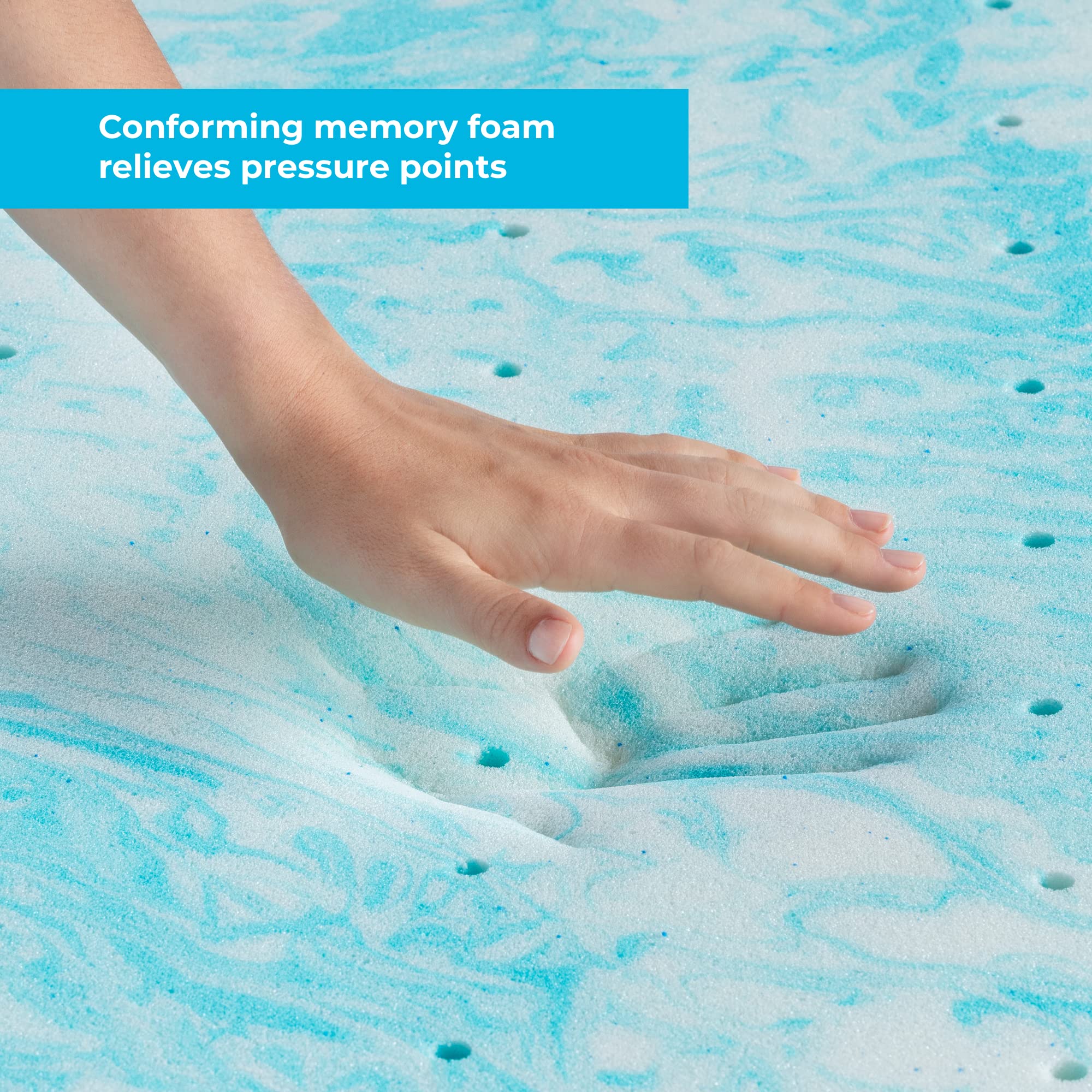 Linenspa 4 Inch Gel Swirl Memory Foam Mattress Topper with Removable Cover - Cooling Gel Infusion for Pressure Relief & Contouring Support - Machine Washable - Full Size - Perfect for Back Pain Relief & Hot Sleepers