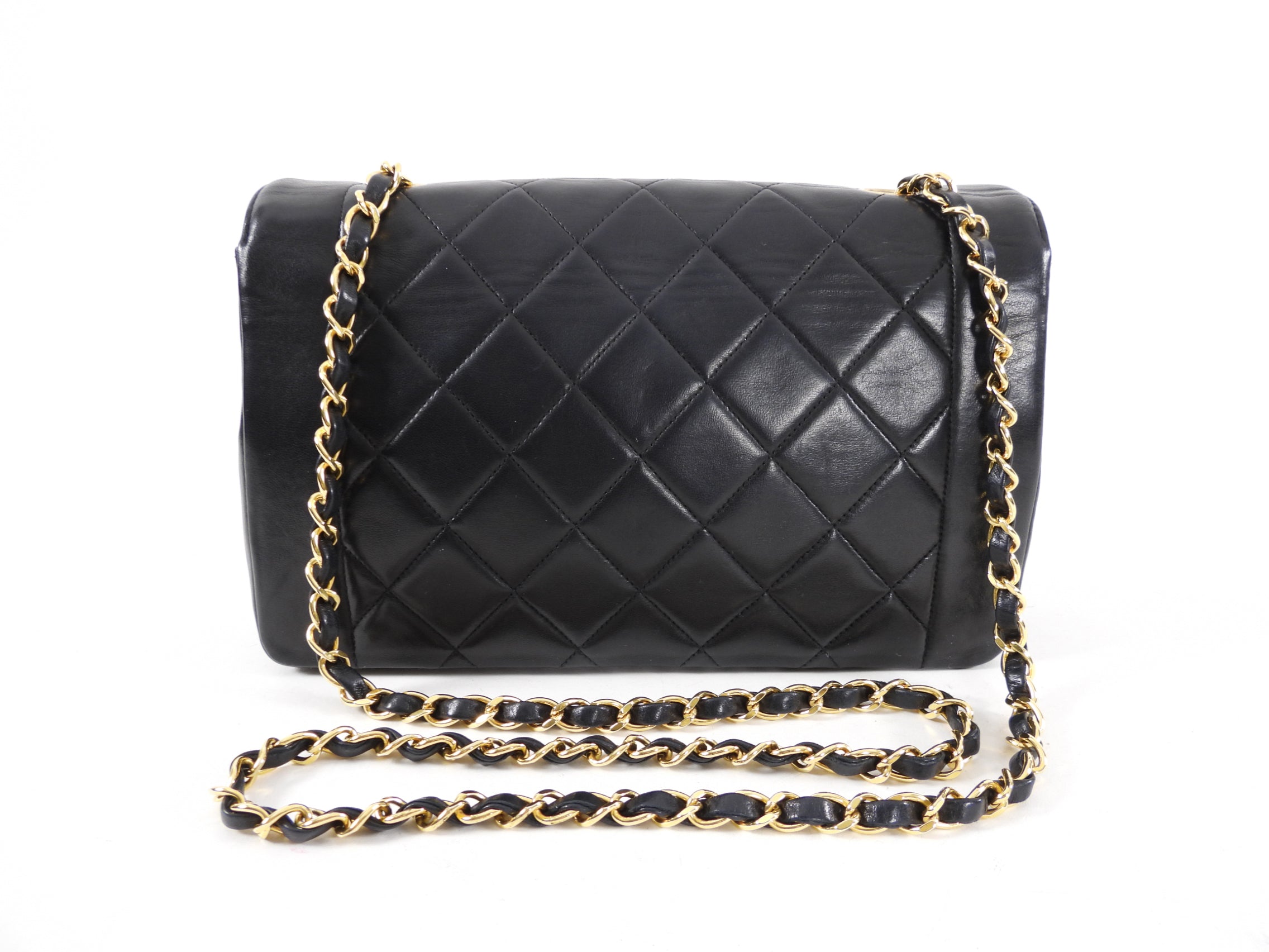 Vintage Chanel Black Lambskin Quilted Diana Medium Flap Bag 2000-2002 Collection | Luxury Designer Handbag for Women | Perfect for Evening Events, Parties & Special Occasions