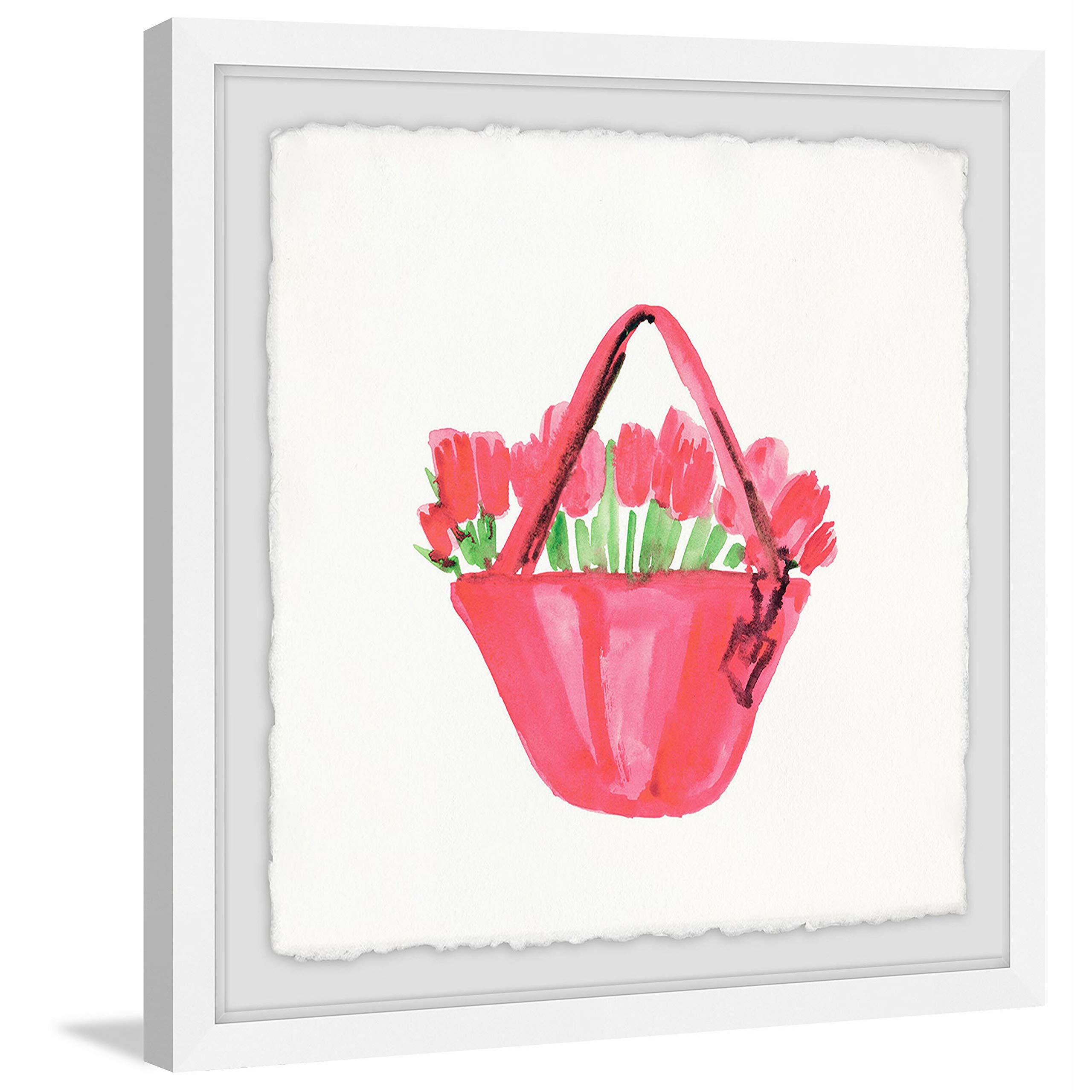 Handmade Pink Rose Bag Framed Print 24x24 - Marmont Hill Wall Art for Living Room, Bedroom & Office Decor