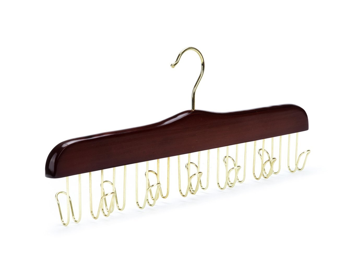 Premium Walnut Wood & Brass Belt Hanger - Stylish Wall-Mounted Organizer for Belts, Neckties & Accessories - Perfect for Closet, Bedroom & Dressing Room Organization