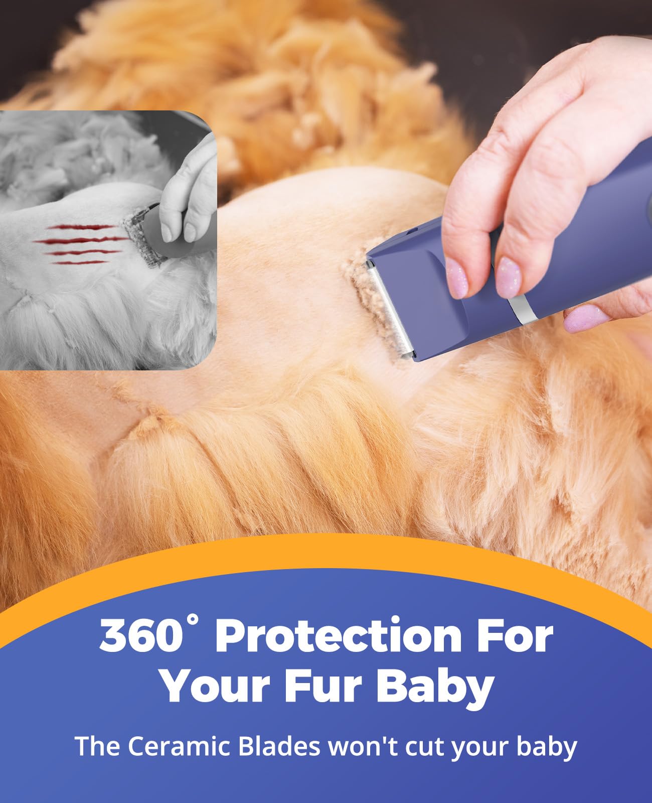 Oneisall 4-in-1 Cordless Dog Grooming Kit - 2-Speed Clippers, Low Noise Paw Trimmer & Rechargeable Quiet Nail Grinder for Dogs & Cats (Blue) | Professional Pet Grooming at Home for Small & Medium Breeds