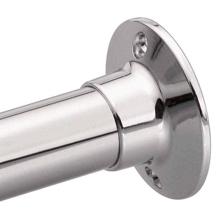 60-Inch Aluminum Shower Curtain Rod with Exposed Screw Flanges - Heavy Duty Rust-Resistant Bathroom Shower Rod for Bath, Tub, and Shower Enclosures