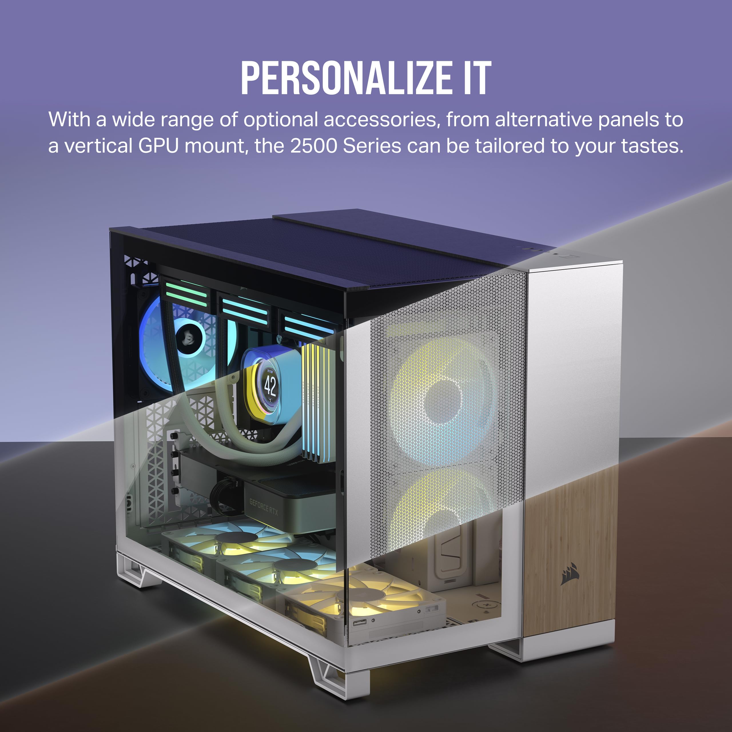 CORSAIR iCUE LINK 2500X RGB Small-Tower mATX Dual Chamber PC Case - Panoramic Tempered Glass - Reverse Connection Motherboard Compatible - 2x CORSAIR RX120 RGB Fans Included - Black | Gaming PC Build, Streaming Setup, Home Office Workstation