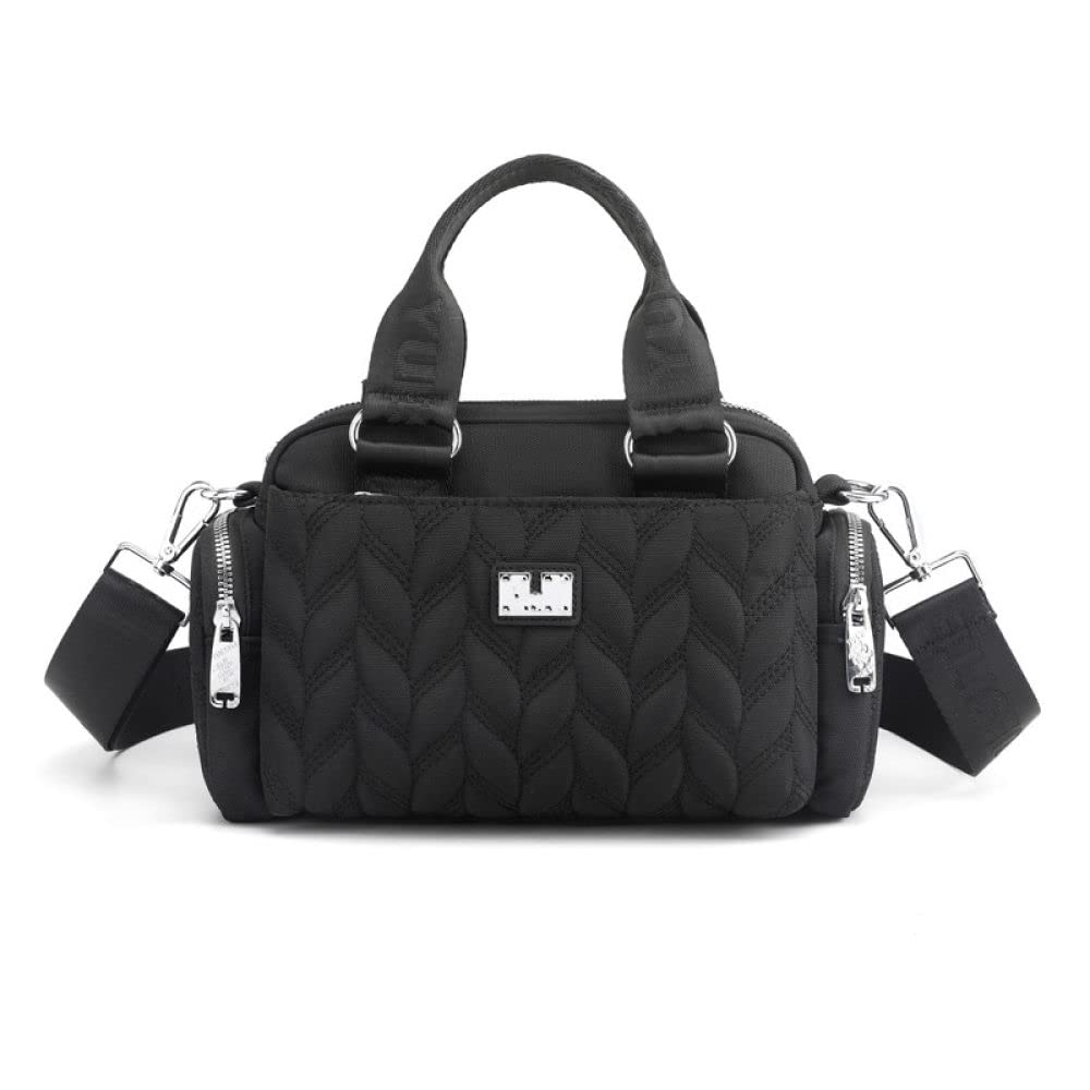 Women's Oxford Bucket Shoulder Bag - Stylish Tote & Crossbody Handbag for Travel, Work & Daily Use - Black