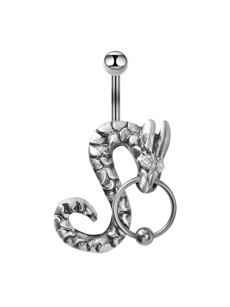 Zodiac Dragon Belly Button Ring - Stainless Steel Navel Piercing Jewelry for Women | Perfect for Parties, Festivals, and Unique Style Statements