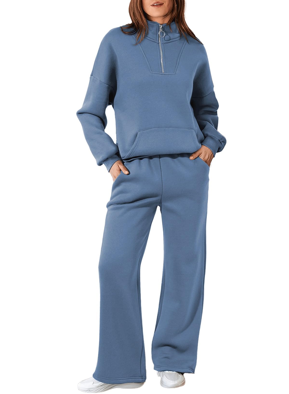 Aleumdr Women's 2-Piece Matching Sweatsuit Set - Zip Up Hoodie & Jogger Pants Lounge Wear for Yoga, Running & Casual Outfits
