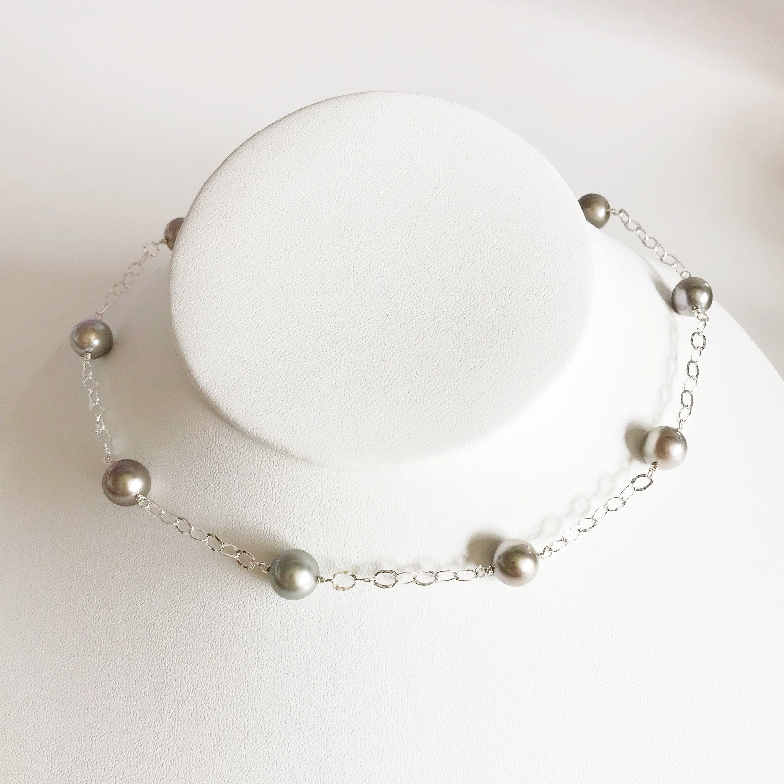 LEILANI Silver Tahitian Pearl Necklace (N273) - Elegant Jewelry for Women, Perfect for Weddings, Parties & Special Occasions