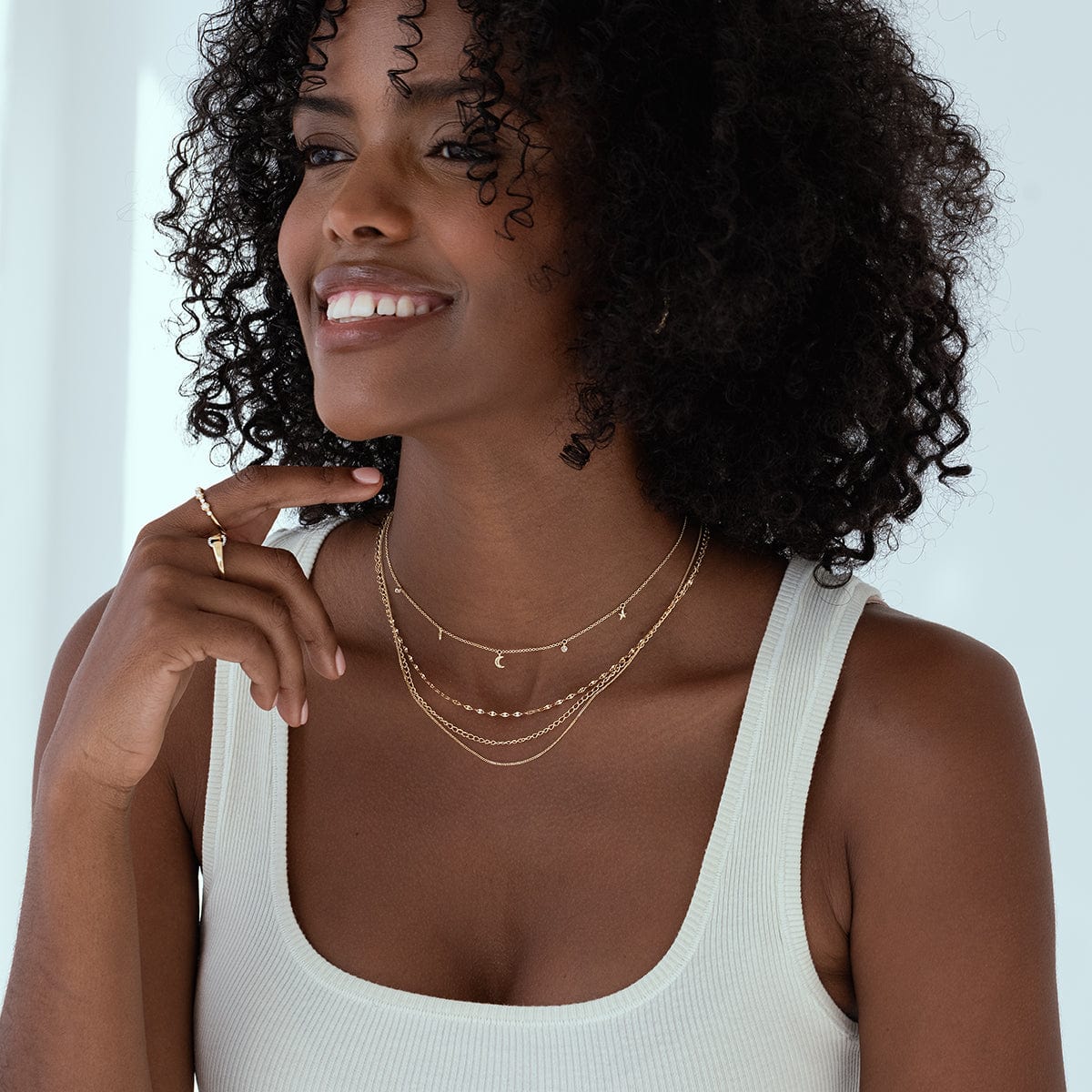 Elegant Three Chain Sparkle Necklace for Women - Layered Gold & Silver Necklaces for Party, Wedding & Evening Wear