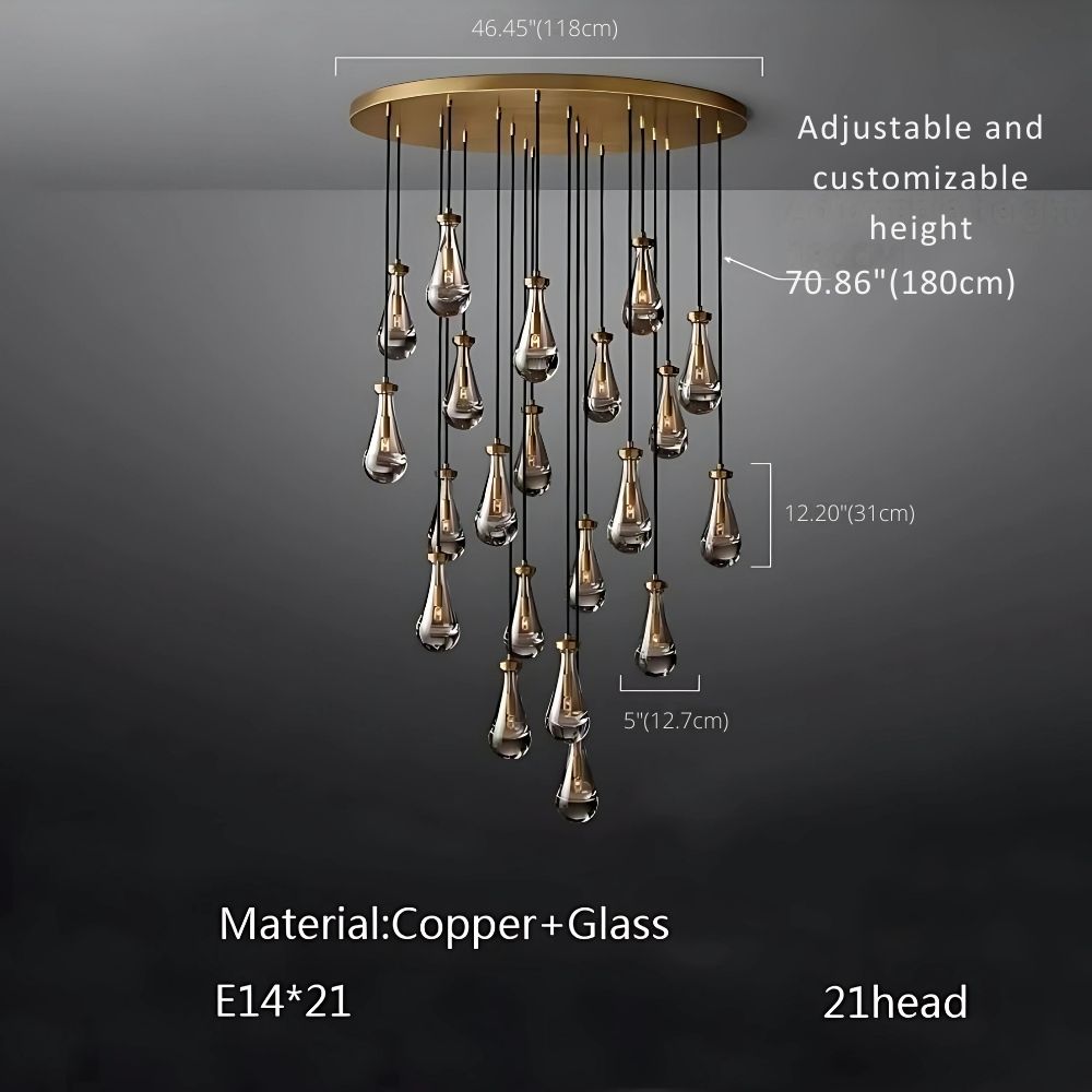 Modern Crystal Raindrop Chandelier - Elegant Entryway & Staircase Lighting Fixture for Home Decor | Perfect for Foyer, Hallway & Grand Staircase Lighting