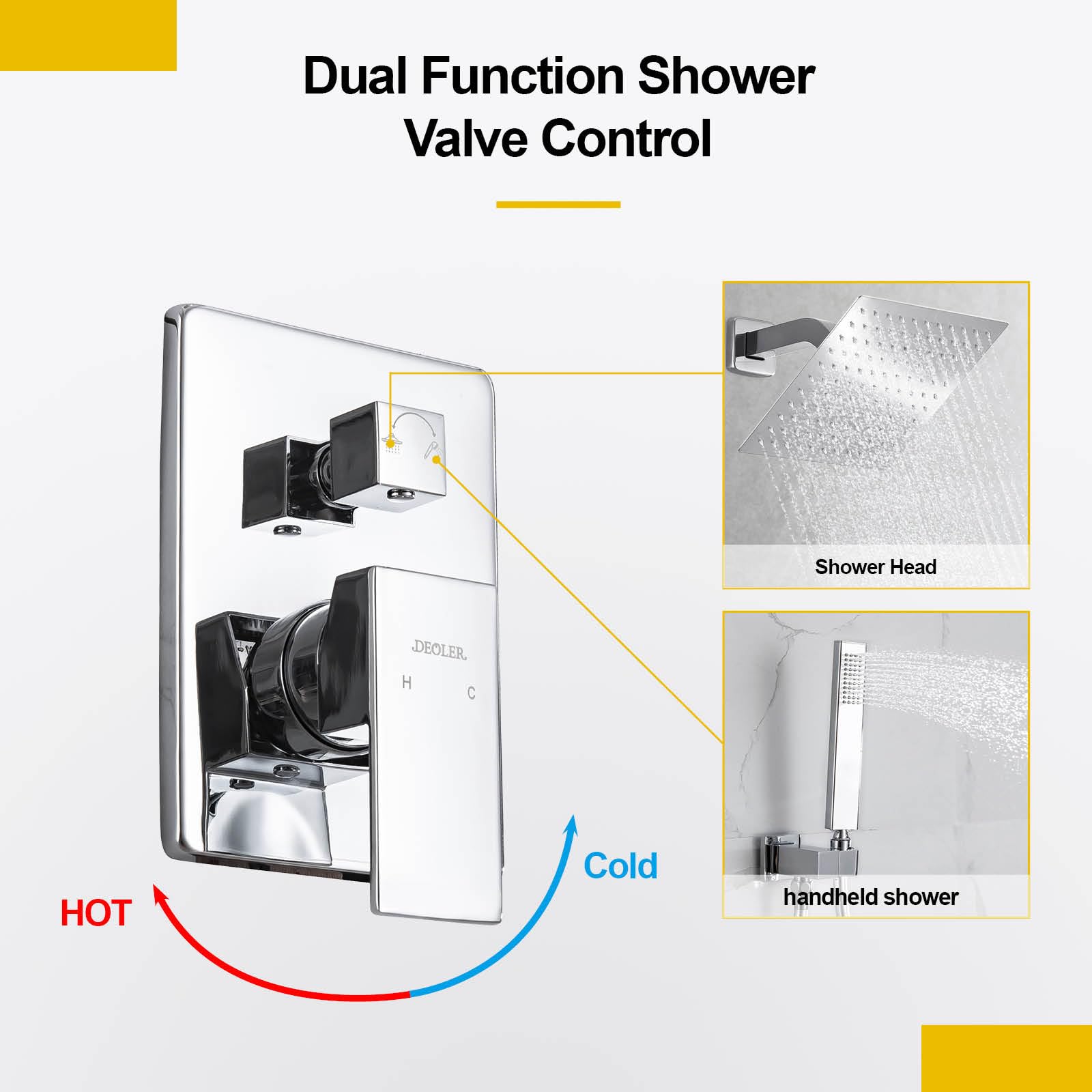 Luxury 10 Inch Wall Mounted Rain Shower System with Handheld Shower - Chrome Bathroom Faucet Set with Rough-in Valve & Trim Kit for Spa-Like Shower Experience
