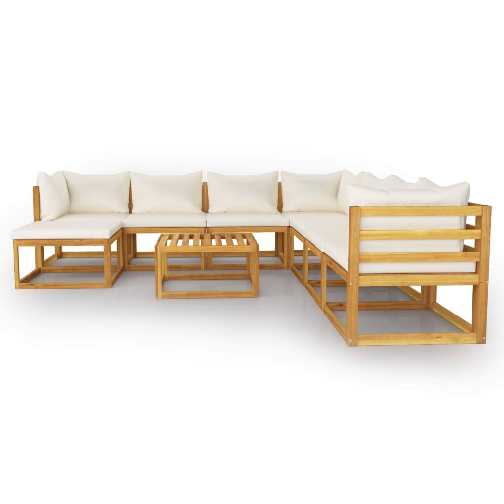 9-Piece Patio Furniture Sectional Set - Outdoor Garden Lounge Sofa with Cushions & Acacia Wood Table - Perfect for Backyard, Poolside, or Deck Relaxation