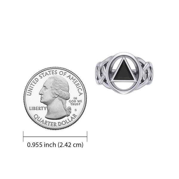 AA Recovery Inlaid Silver Ring TRI1273 - Elegant Sterling Silver Jewelry for Women, Perfect for Everyday Wear, Gifts & Special Occasions