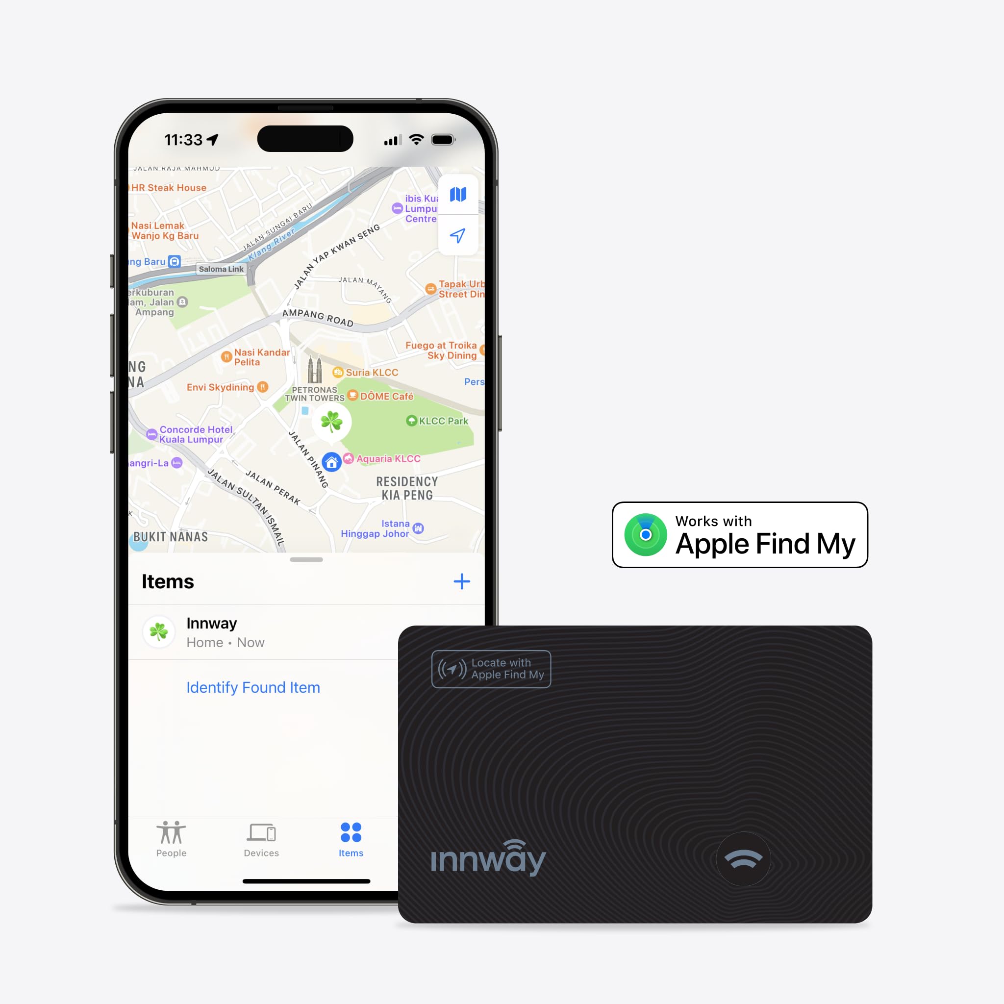 MFi Certified Ultra Thin Bluetooth Tracker - IP67 Waterproof for Keys & Wallet (iOS)