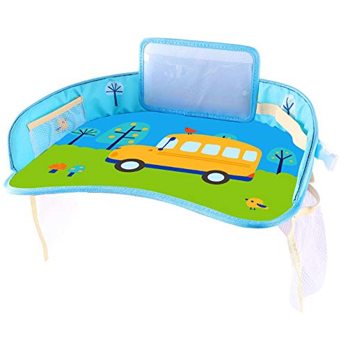 **Baby Car Seat Organizer with Pockets - Adjustable Travel Tray for Snacks & Toys - Foldable, Waterproof & Safe Play Table for Kids - Perfect for Road Trips & School Bus Rides**