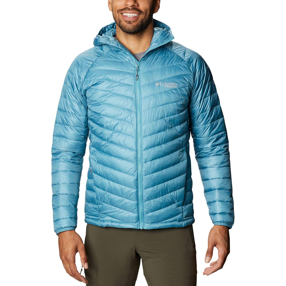 Columbia Men's Titanium Snow Country Hooded Jacket - Waterproof Winter Coat for Hiking & Skiing, Canyon Blue, Size L