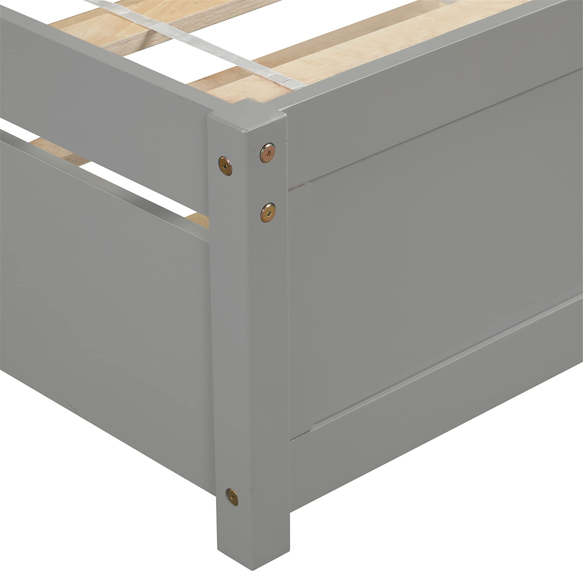 Harper & Bright Designs Twin Size Wooden Platform Bed with Headboard & Trundle - Sturdy Kids Bed Frame in Grey | Perfect for Small Bedrooms, Guest Rooms & Children's Sleep Space