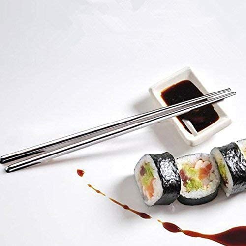 5 Pairs Reusable Stainless Steel Chopsticks - Classic Metal Chopsticks Set | Dishwasher Safe, Non-Slip & Lightweight | Perfect for Asian Cuisine, Sushi, Ramen & Home Dining