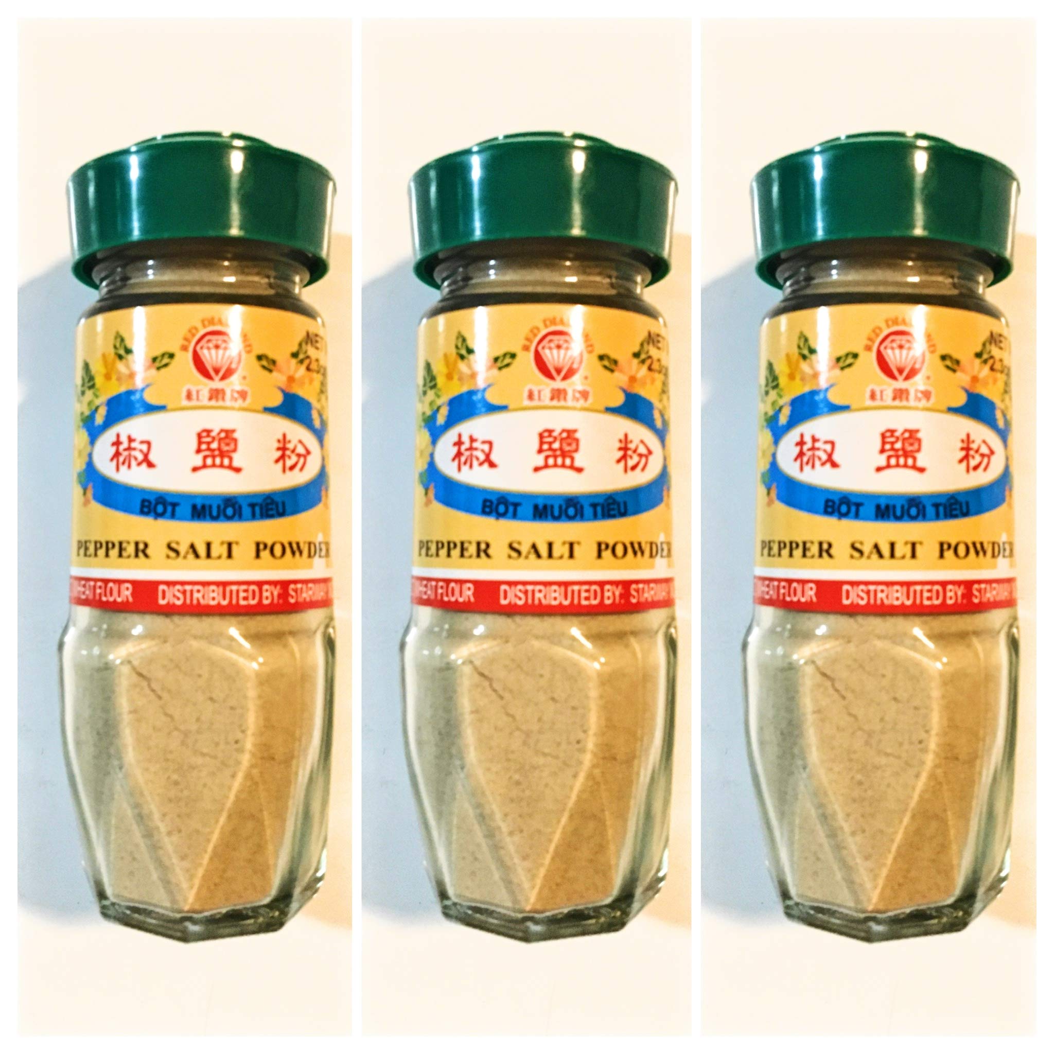 Premium Red Diamond Pepper Salt Powder - 2.3 Oz (3 Pack) | Gourmet Seasoning Blend for Steak, Popcorn & BBQ | All-Natural Spice Mix for Cooking, Grilling & Home Kitchen Use