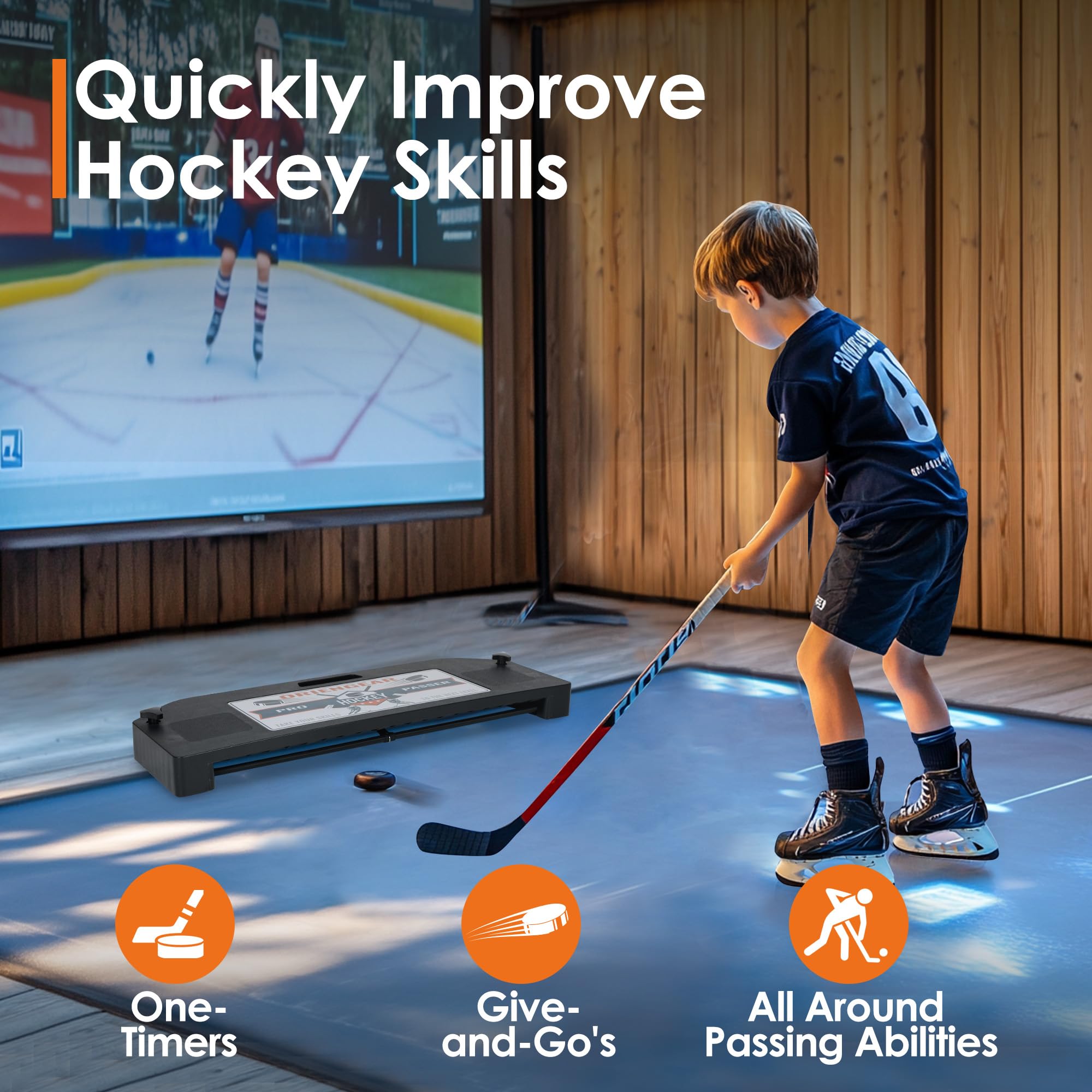 ORIENGEAR 25.5 Inch Hockey Passer Training Aid - Durable Puck Rebounder for Passing, Shooting & Stickhandling Practice - Perfect for One-Timer Drills - All Ages & Skill Levels - Great for Backyard, Rink & Team Training Sessions