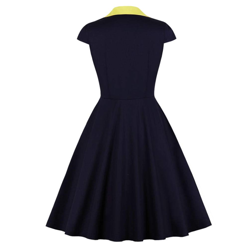 YLDCN Girls' Retro Summer Dress - Contrast Collar Button Up Cotton Cap Sleeve Dress with Pockets | Perfect for School, Parties & Casual Outings