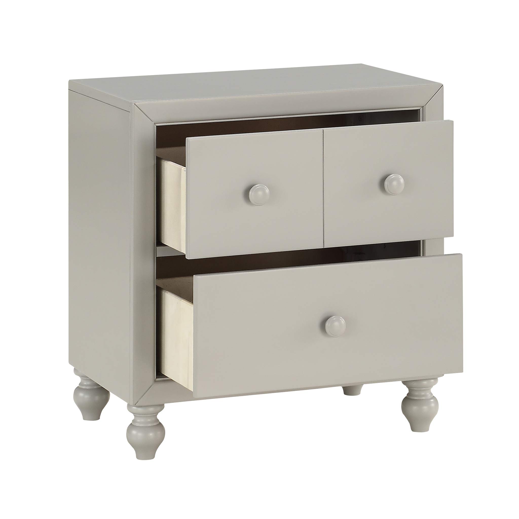 Homelegance 2-Drawer Nightstand with Storage - Compact Bedside Table for Small Spaces, Gray Finish - Perfect for Bedrooms, Apartments & Dorm Rooms