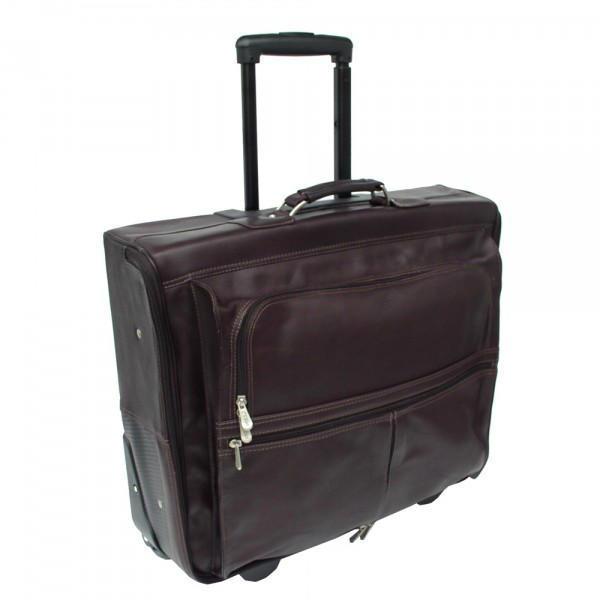 Premium Piel Leather Garment Bag with Wheels - Travel Suit Carrier for Business Trips & Weddings - Durable Hanging Clothes Organizer for Men & Women