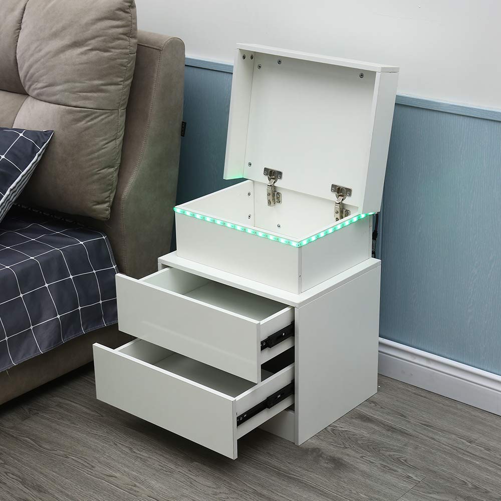 2-Drawer White Storage Dresser with Removable Fabric Bins - Compact Side Table, Nightstand & Organizer for Bedroom, Office, Living Room & Closet - Perfect for Small Space Organization & Home Decor