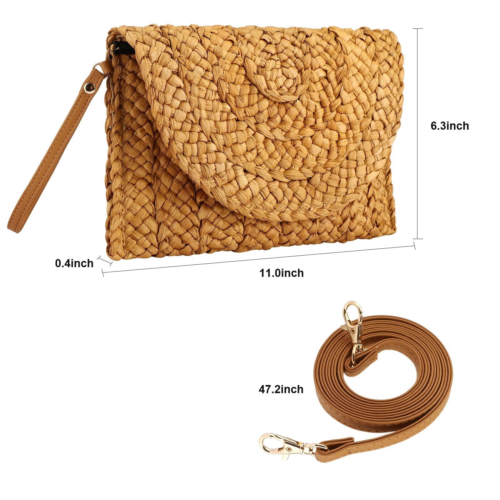 Stylish Straw Clutch Beach Bag for Women - Summer Crossbody Straw Purse with Adjustable Strap | Perfect for Vacation, Pool Party & Boho Fashion