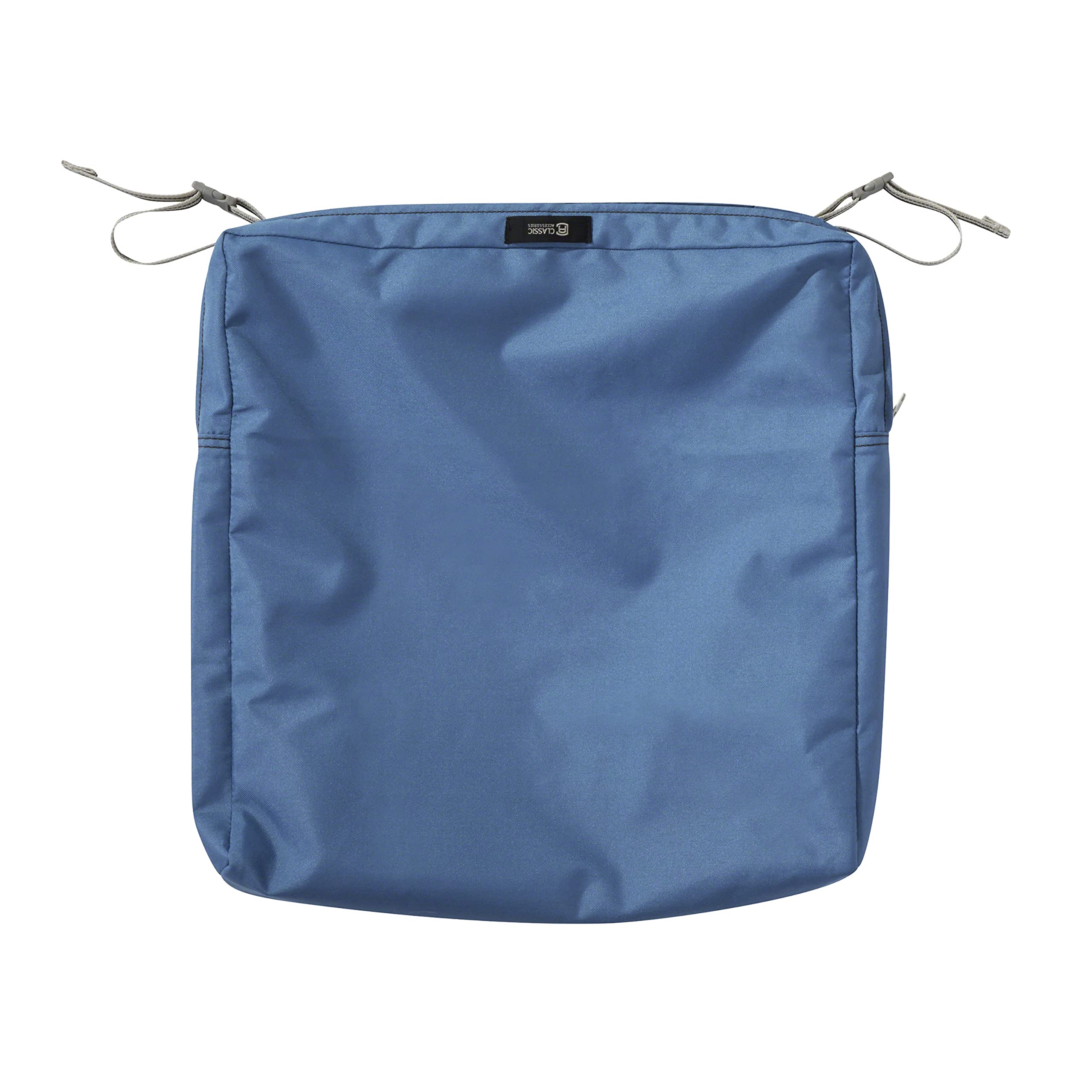 Water-Resistant Patio Chair Cushion 18x18x2 Inch - Classic Accessories Ravenna Empire Blue Outdoor Seat Cushion for Garden, Deck, Poolside & Patio Furniture