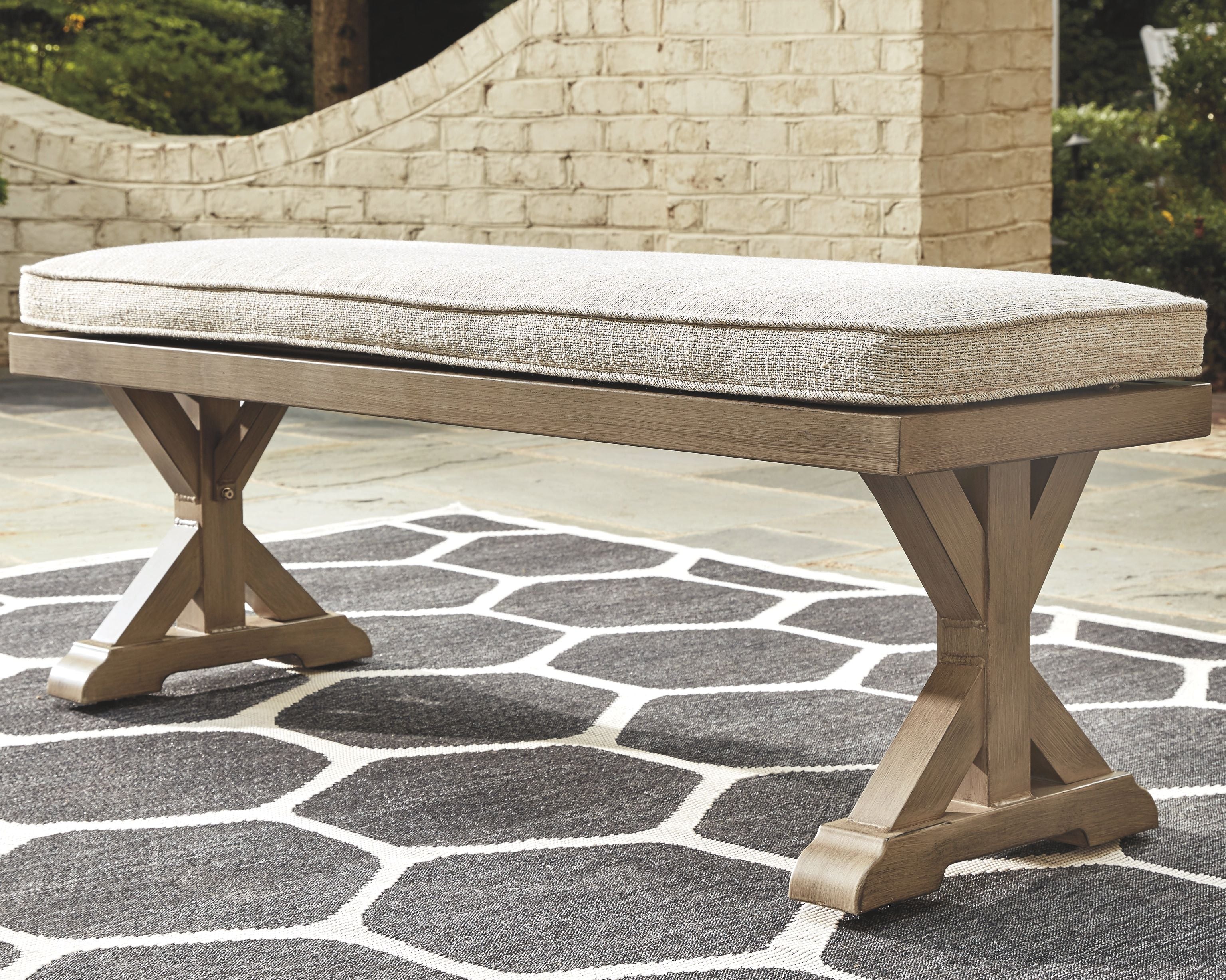 Beachcroft Bench with Cushion - Outdoor Patio Furniture for Garden, Deck, or Poolside Relaxation