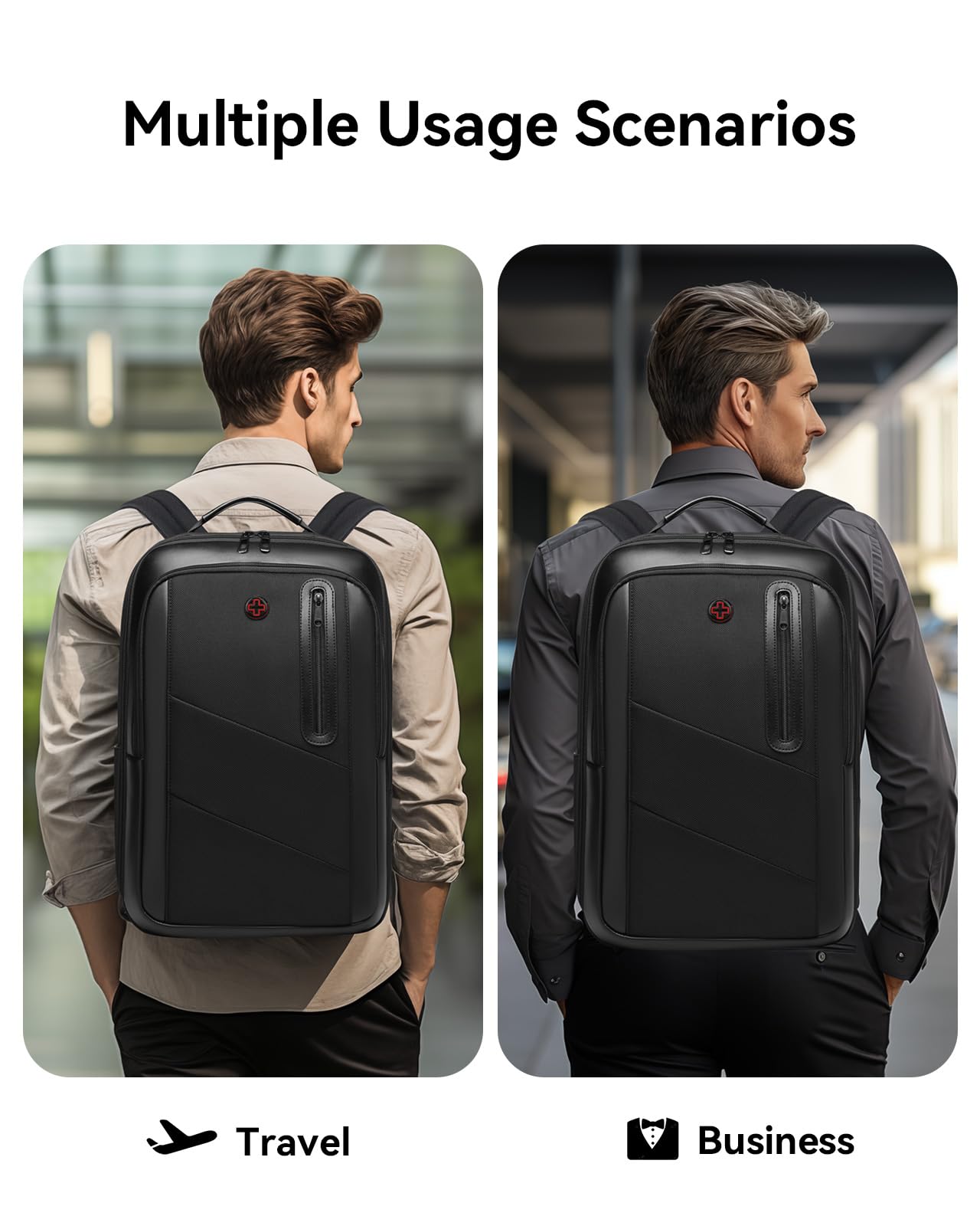 Men's Water Resistant Business Backpack - Durable Travel & Commuter Laptop Backpack with 180° Opening - Black Daypack for Work, Office & College | Perfect for Business Trips, Daily Commute & School