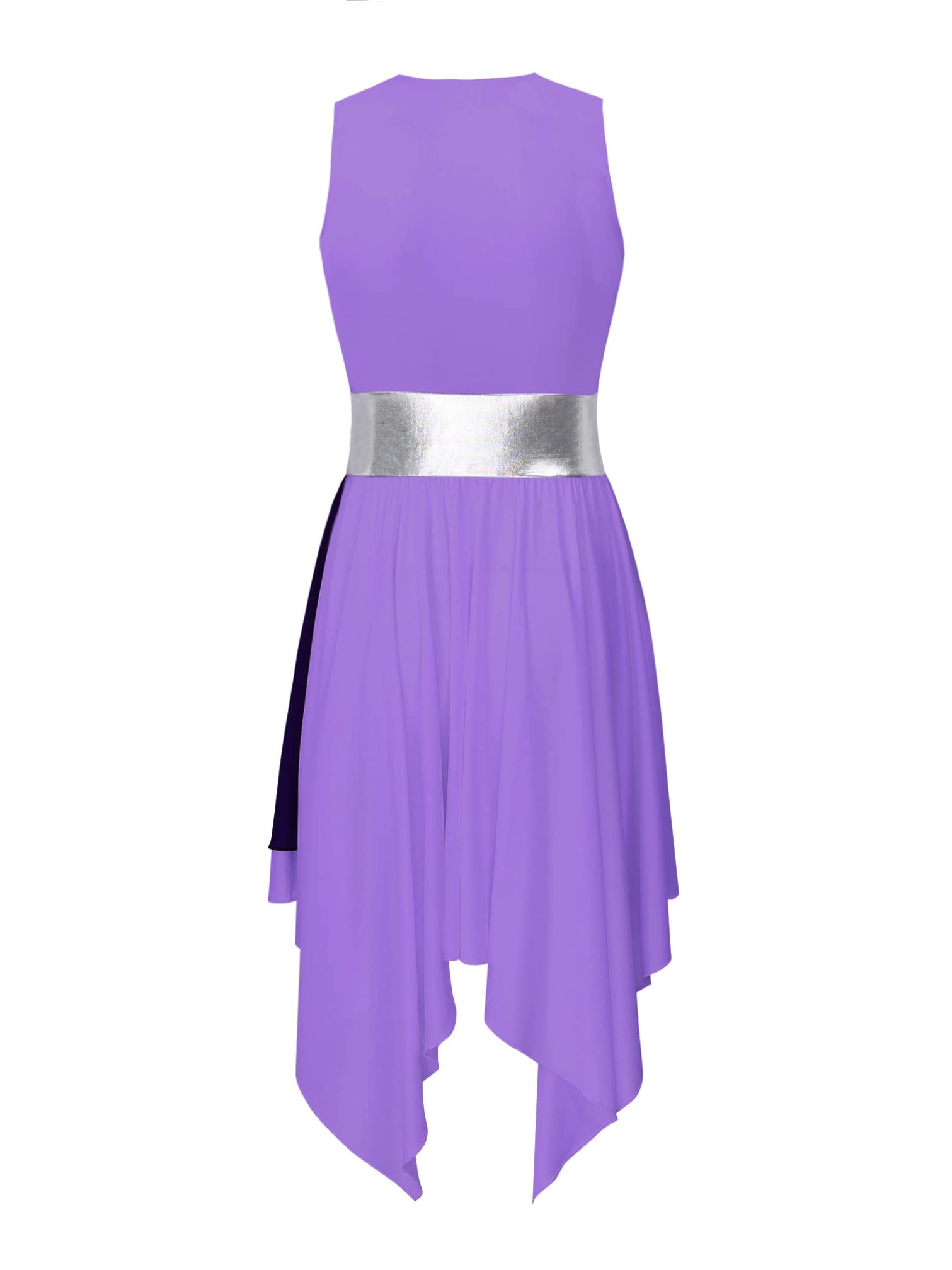 iiniim Women's Sleeveless Color Block Worship Dance Dress - Lyrical Praise Dance Costume with Irregular Hem for Church Performances & Spiritual Events