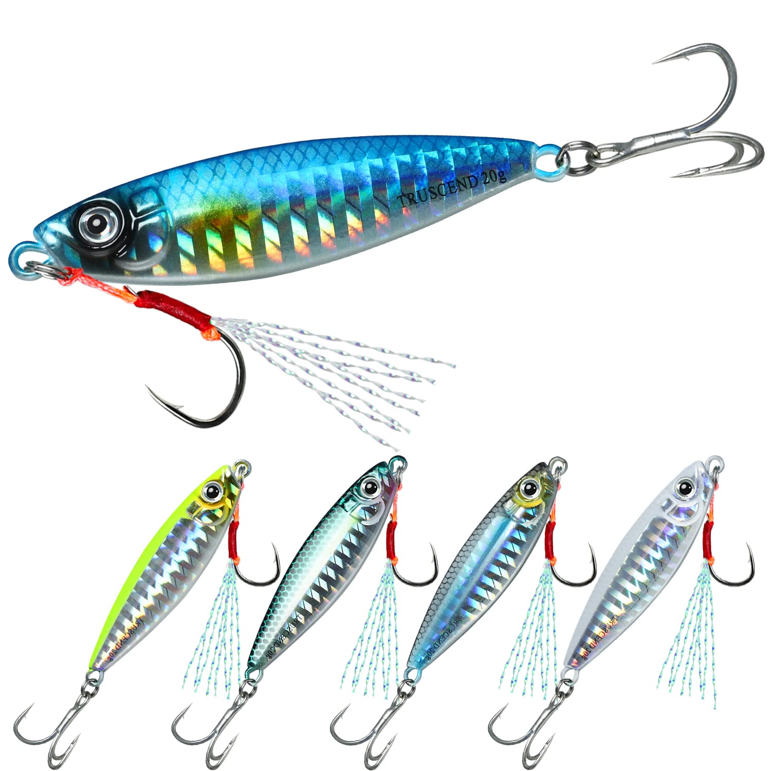 Premium TRUSCEND Fishing Jigs - Captain's Favorite Saltwater Spoons for Jigging & Slow Pitch Fishing | Durable Bass Salmon Tuna Lures with Sharp Hooks | Ideal for Deep Sea, Offshore & Freshwater Angling