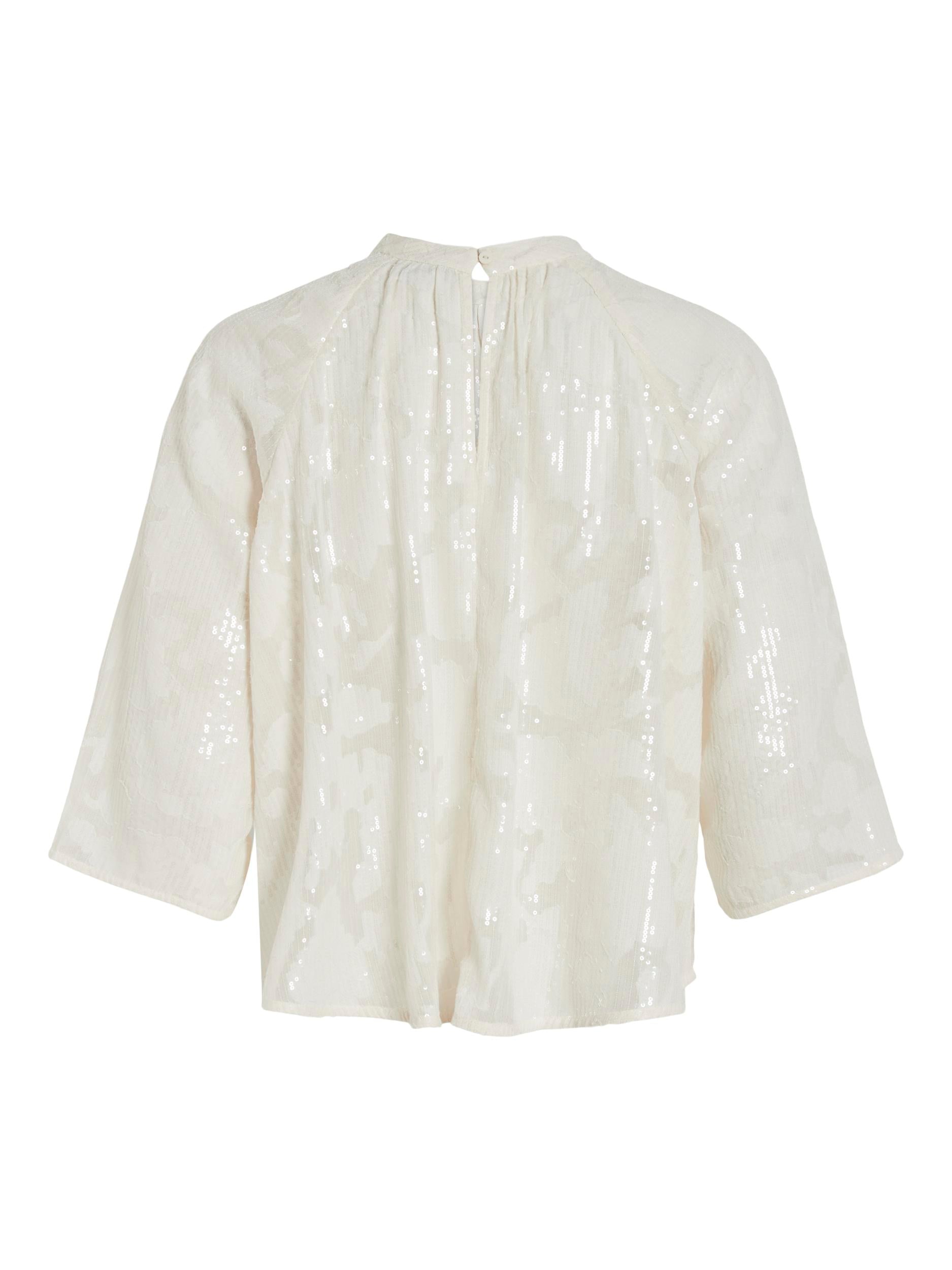 KIMA SEQUINS TOP (CLOUD DANCER) - Sparkling Sequin Blouse for Women, Party Wear, Night Out, Festival Fashion, Club Outfit, Elegant & Glamorous Shirt for Special Occasions