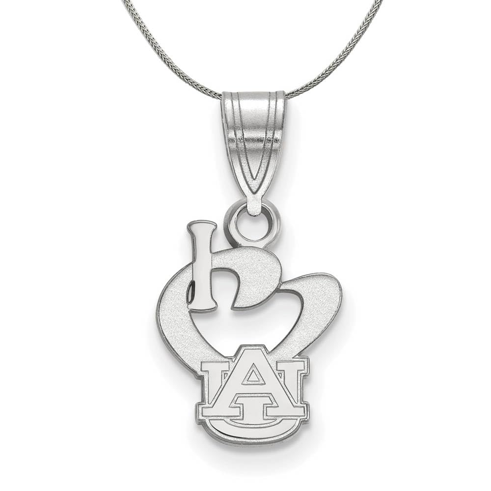 Black Bow Sterling Silver Auburn U Small I Love Logo Pendant Necklace - Elegant Gift for Women, Girlfriend, Wife - Perfect for Valentine's Day, Anniversary & Romantic Occasions