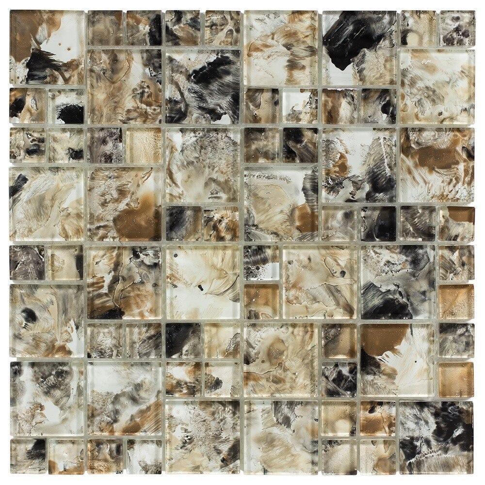 Glass Mosaic Pool Tiles with Terra Pattern - Waterproof & Durable for Swimming Pools, Spas, Backyard Landscaping and Outdoor Decor